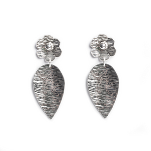 Sterling Silver Flower and Leaf Earring