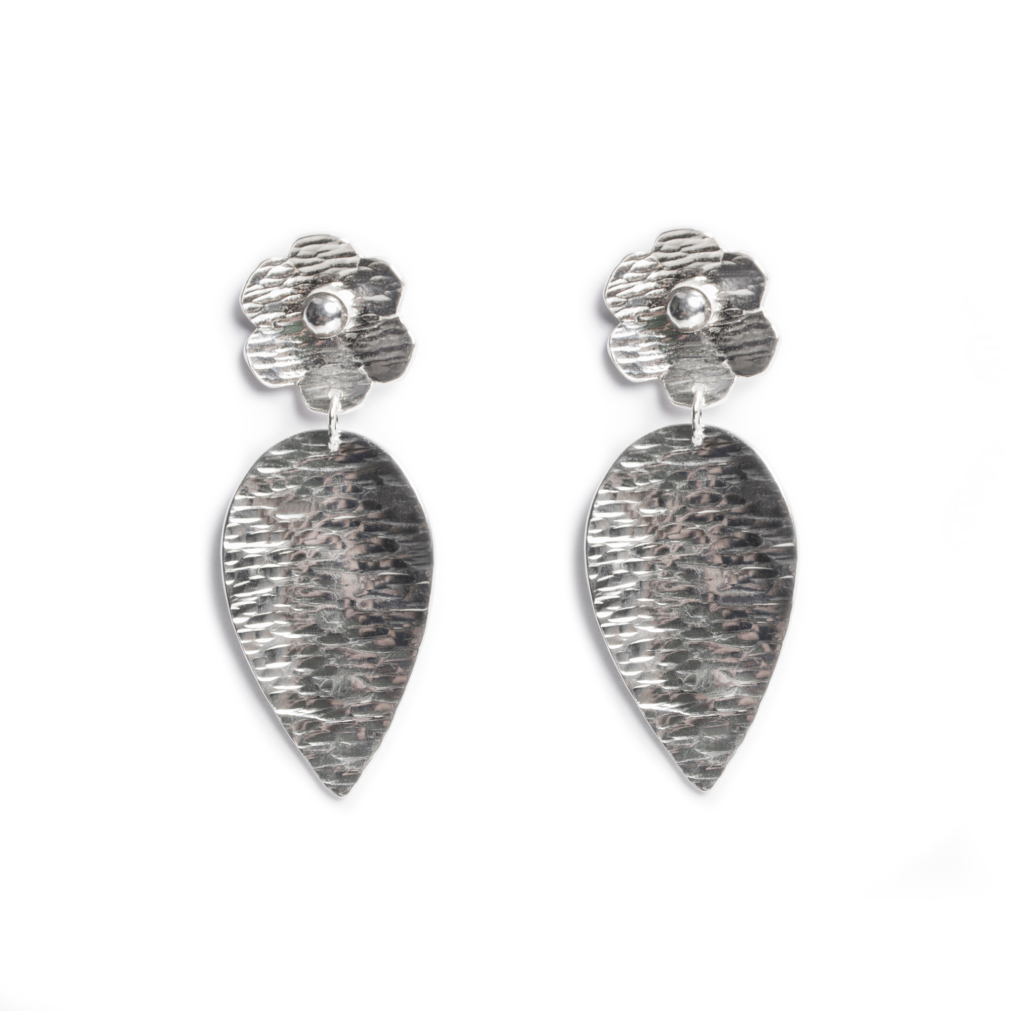 Sterling Silver Flower and Leaf Earring – Nikki Sedacca Art