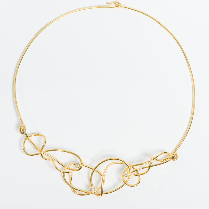 Contemporary 18kt gold and Diamond Necklace | Nikki Sedacca Art Jewelry