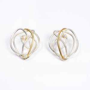 Silver and Gold Diamond Earring | Nikki Sedacca Art Jewlery